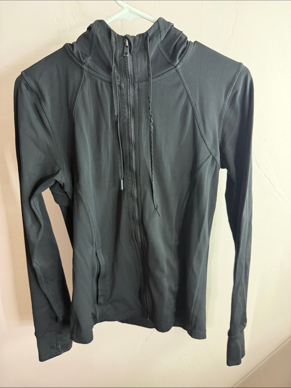 Black Women's Zip Hoodie Jacket - Lightweight Active Layer